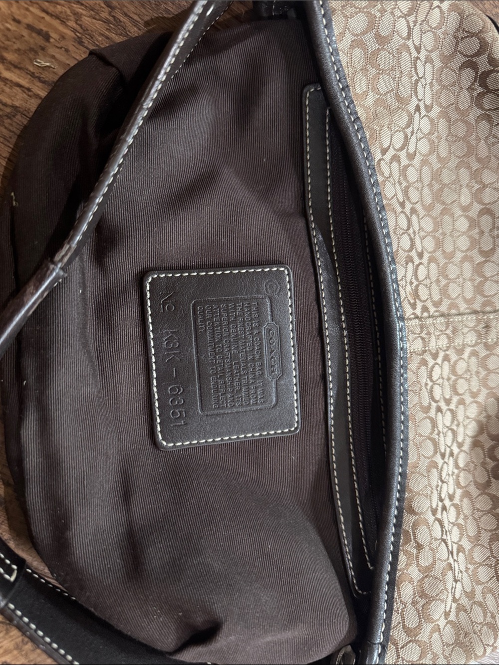 Coach Monogram Shoulder Bag in Khaki and Dark Brown k3k 6351 - Picture 3 of 4